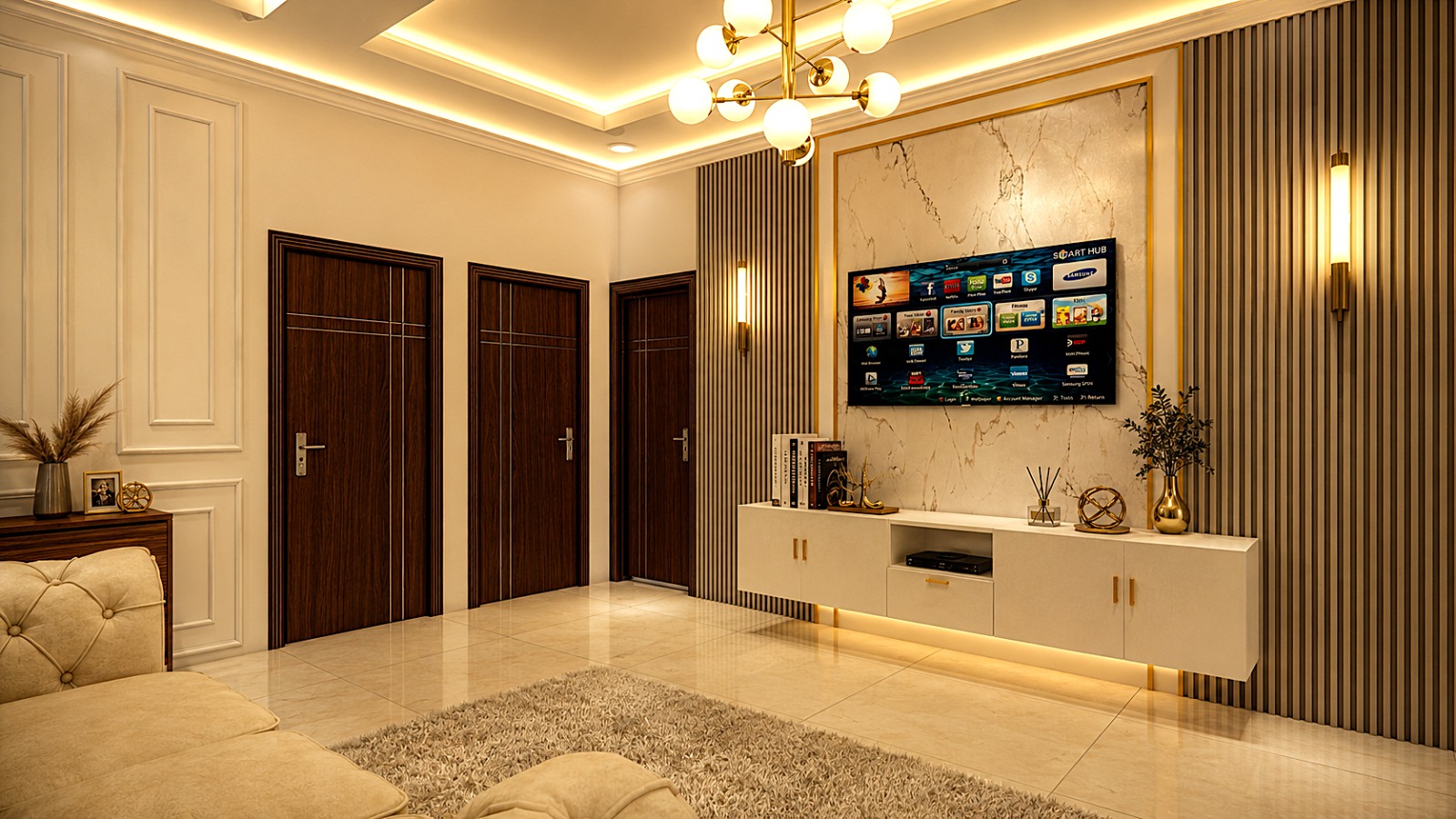TV Cabinet Marmer Mewah
